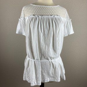 Joe Fresh White Tie-Waist Eyelet Blouse - M